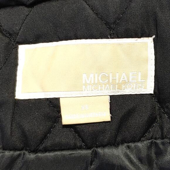Michael Kors Quilted Silver Clasp Closure Puffer Jacker Collared Black Womens XS - Picture 4 of 7